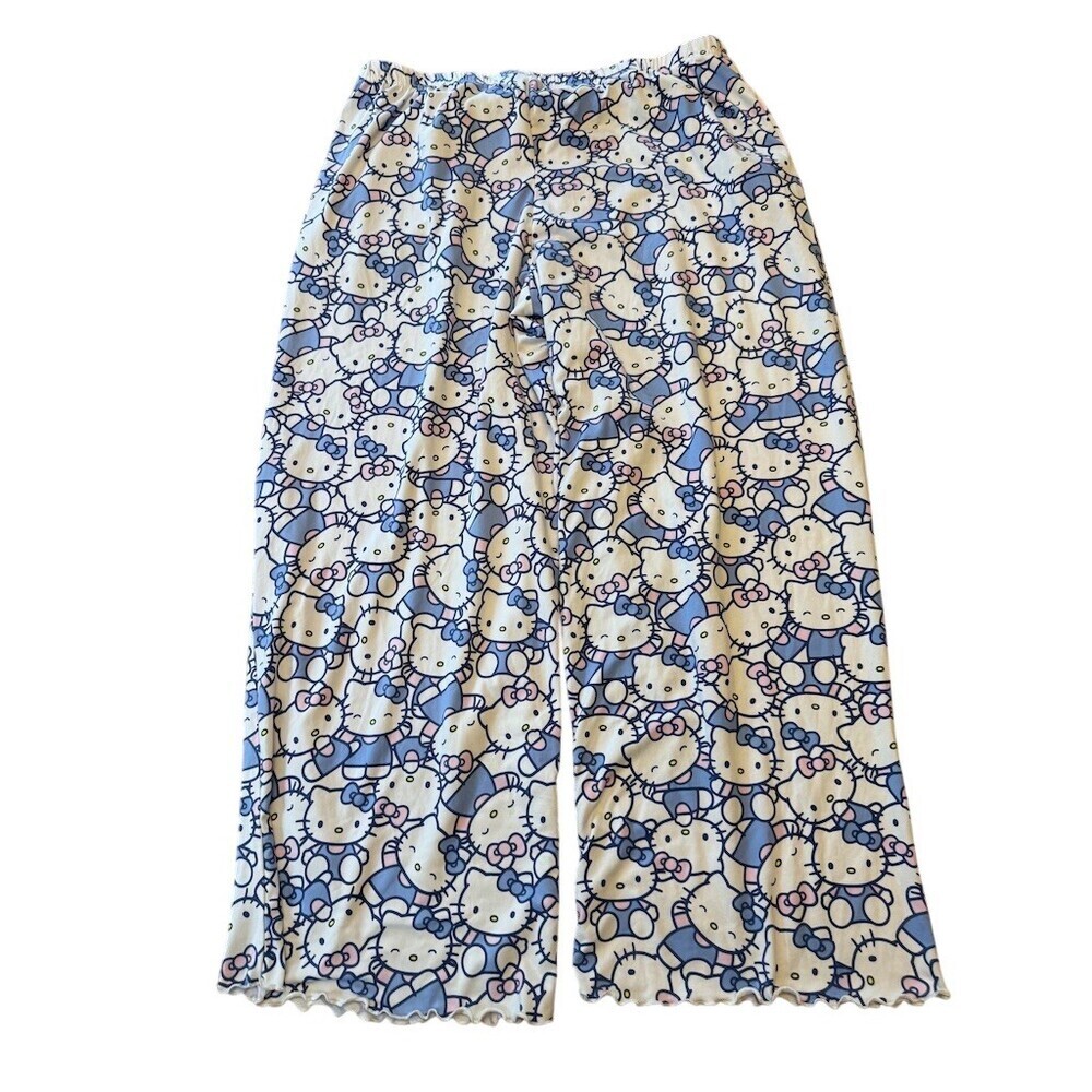 Hello Kitty Sanrio Pajama Pants Womens Large Blue Graphic Print